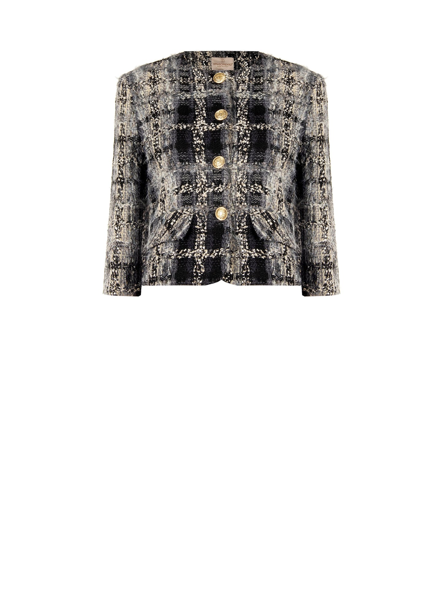Cropped Tweed Bouclé Jacket with Lurex