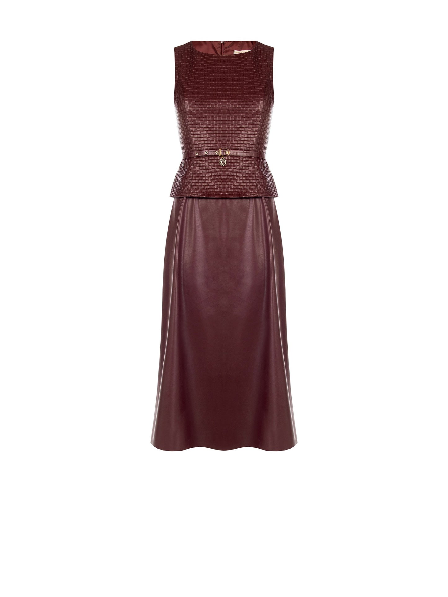 The Showstopper — Woven Faux Leather Midi Dress