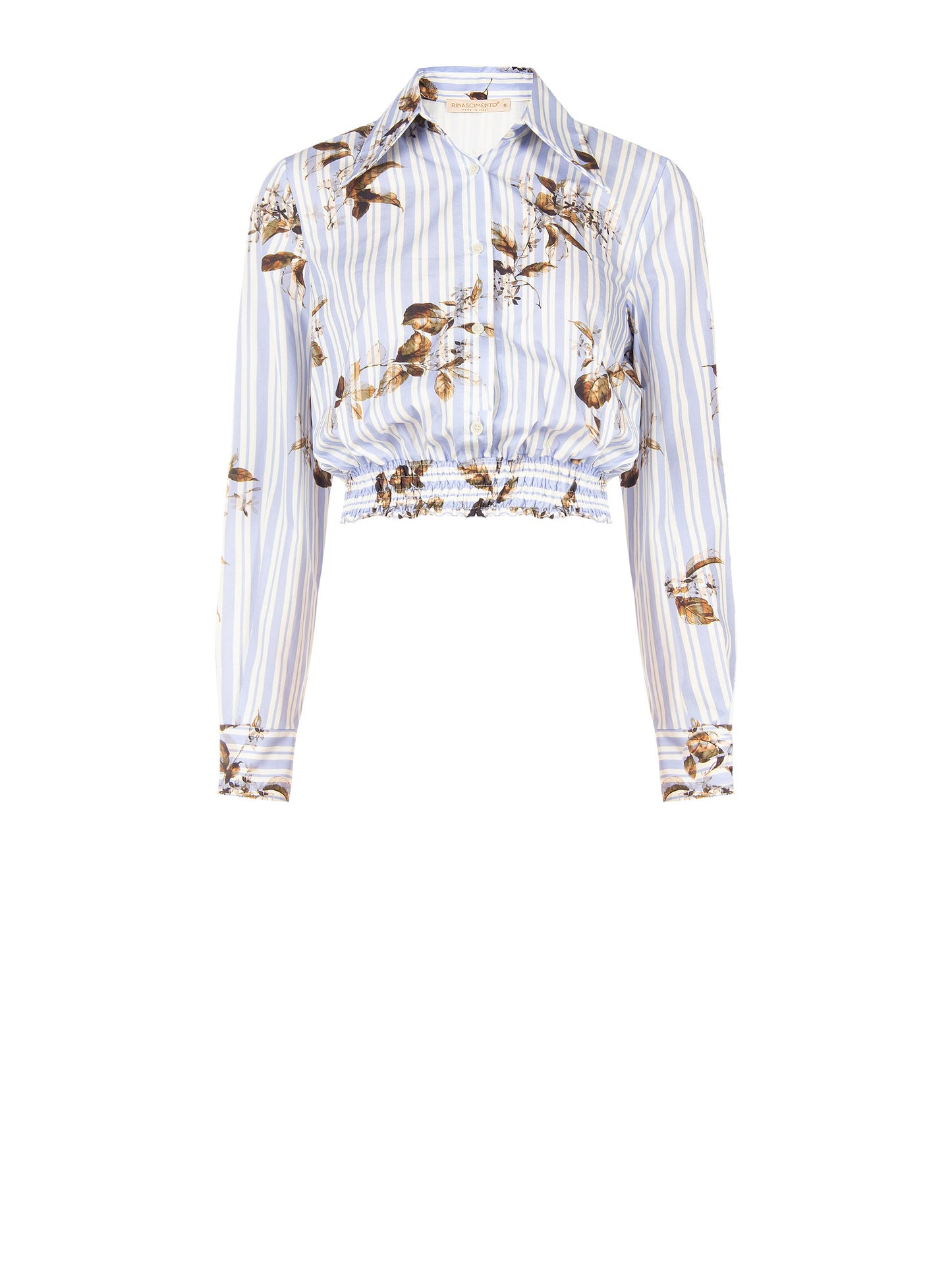 Striped Floral Cropped Shirt