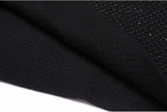 Black Knit Dress with Beaded Bows and Festive Flair - LaRella