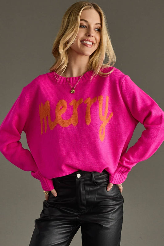 Bright Pink Merry Sweater - LaRella