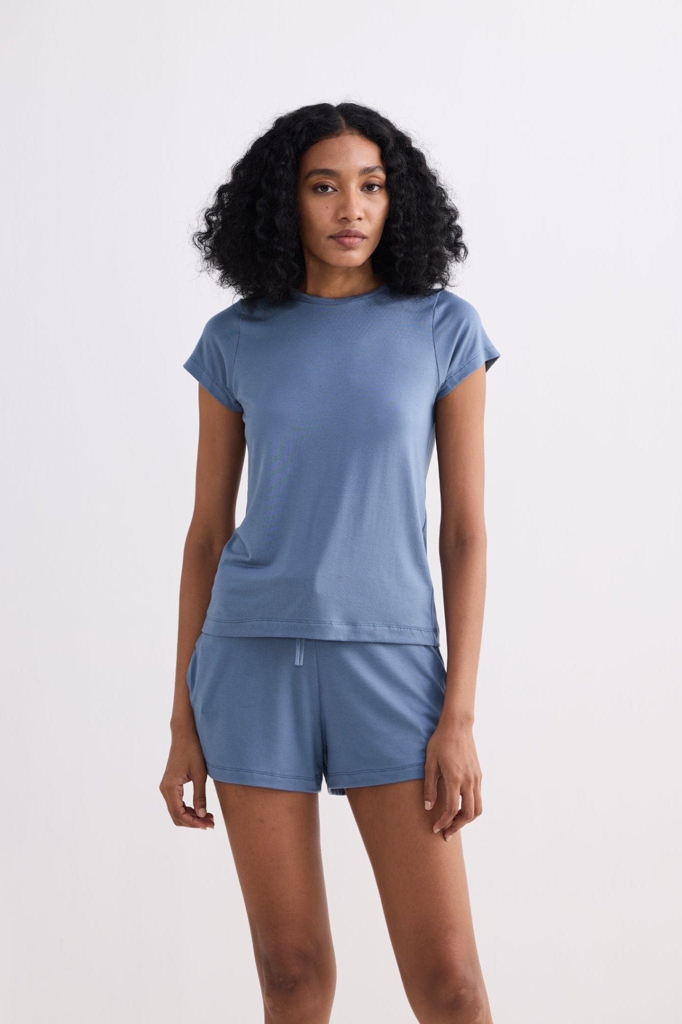 Essential Short Sleeve Tee Set in Blue - LaRella