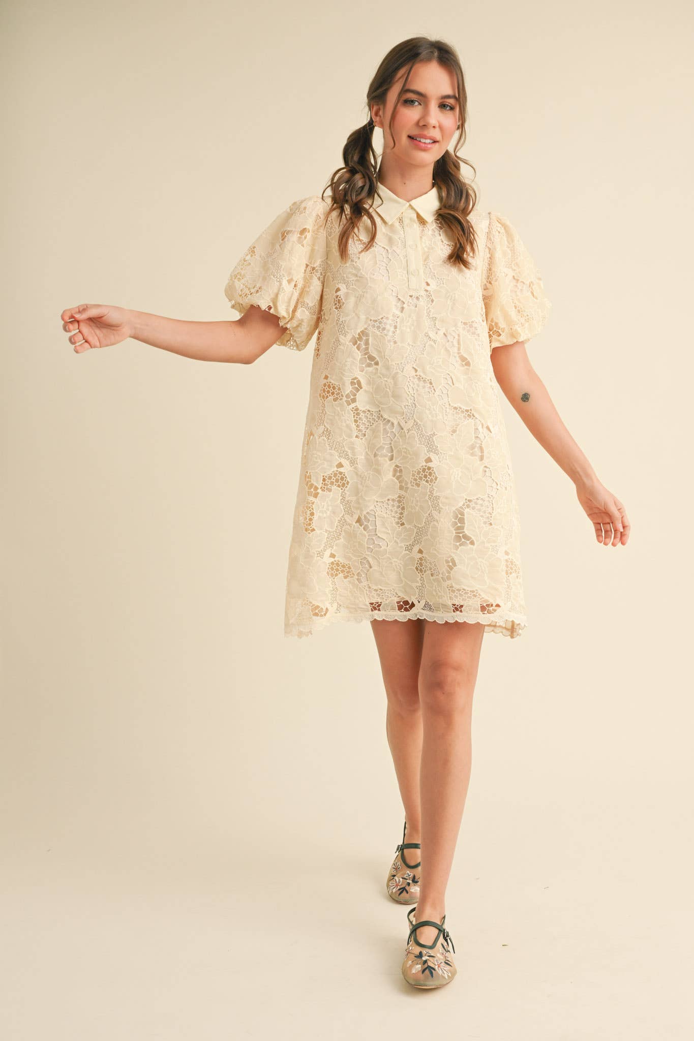 &MERCI - LACE BUBBLE SLEEVE MINI DRESS MDR3740 - LaRella