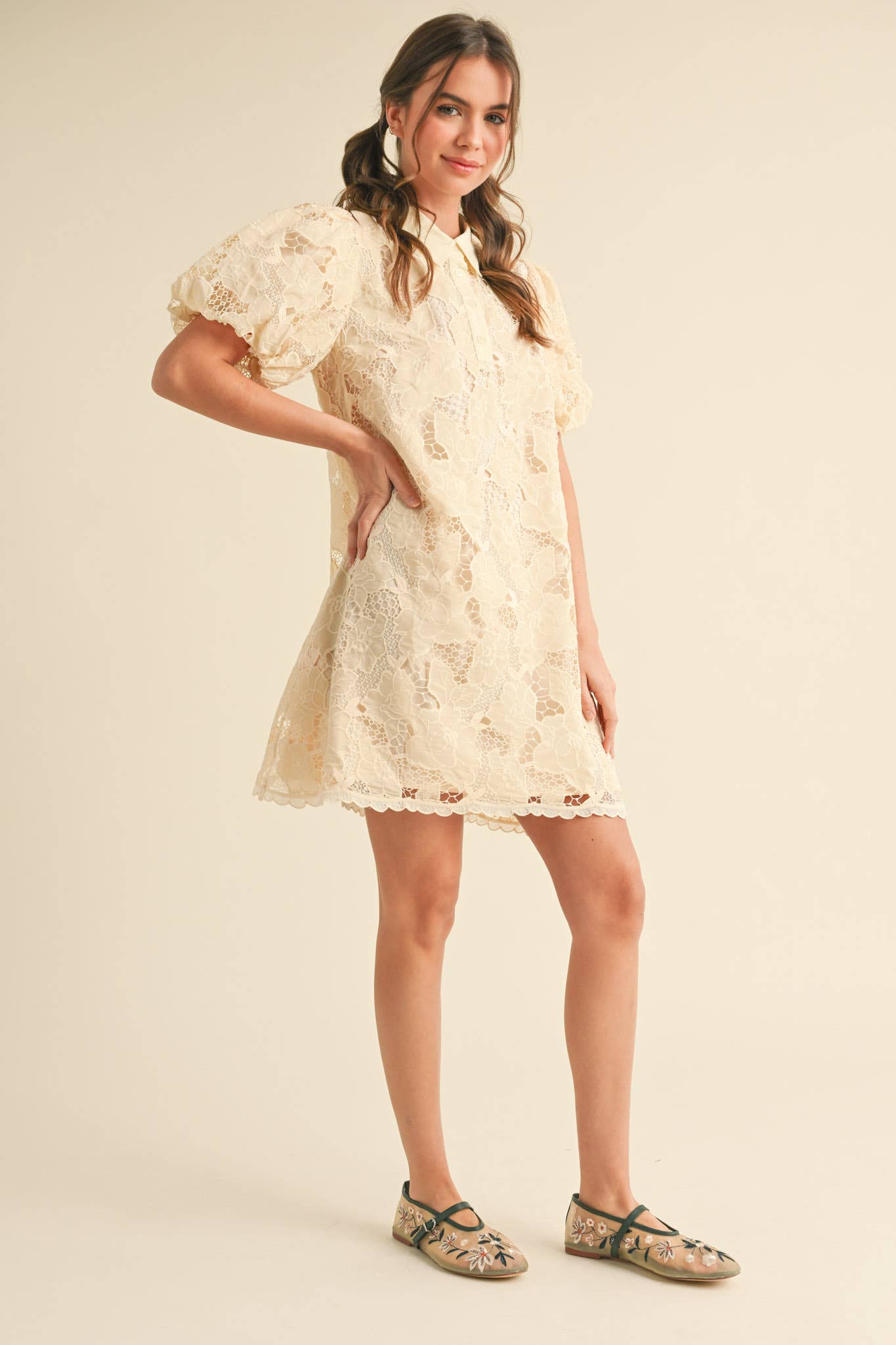 &MERCI - LACE BUBBLE SLEEVE MINI DRESS MDR3740 - LaRella