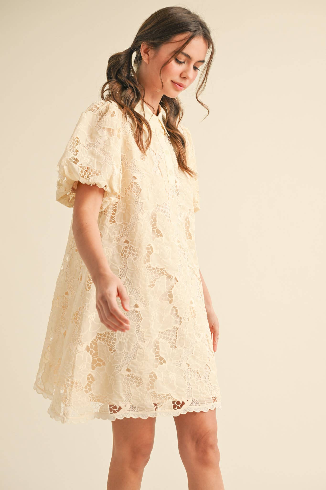 &MERCI - LACE BUBBLE SLEEVE MINI DRESS MDR3740 - LaRella