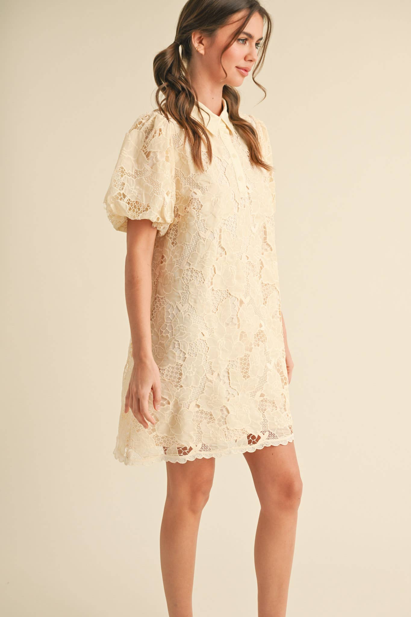 &MERCI - LACE BUBBLE SLEEVE MINI DRESS MDR3740 - LaRella