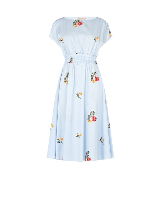 The Florentine Garden Embroidered Seta Midi Dress - La Rella