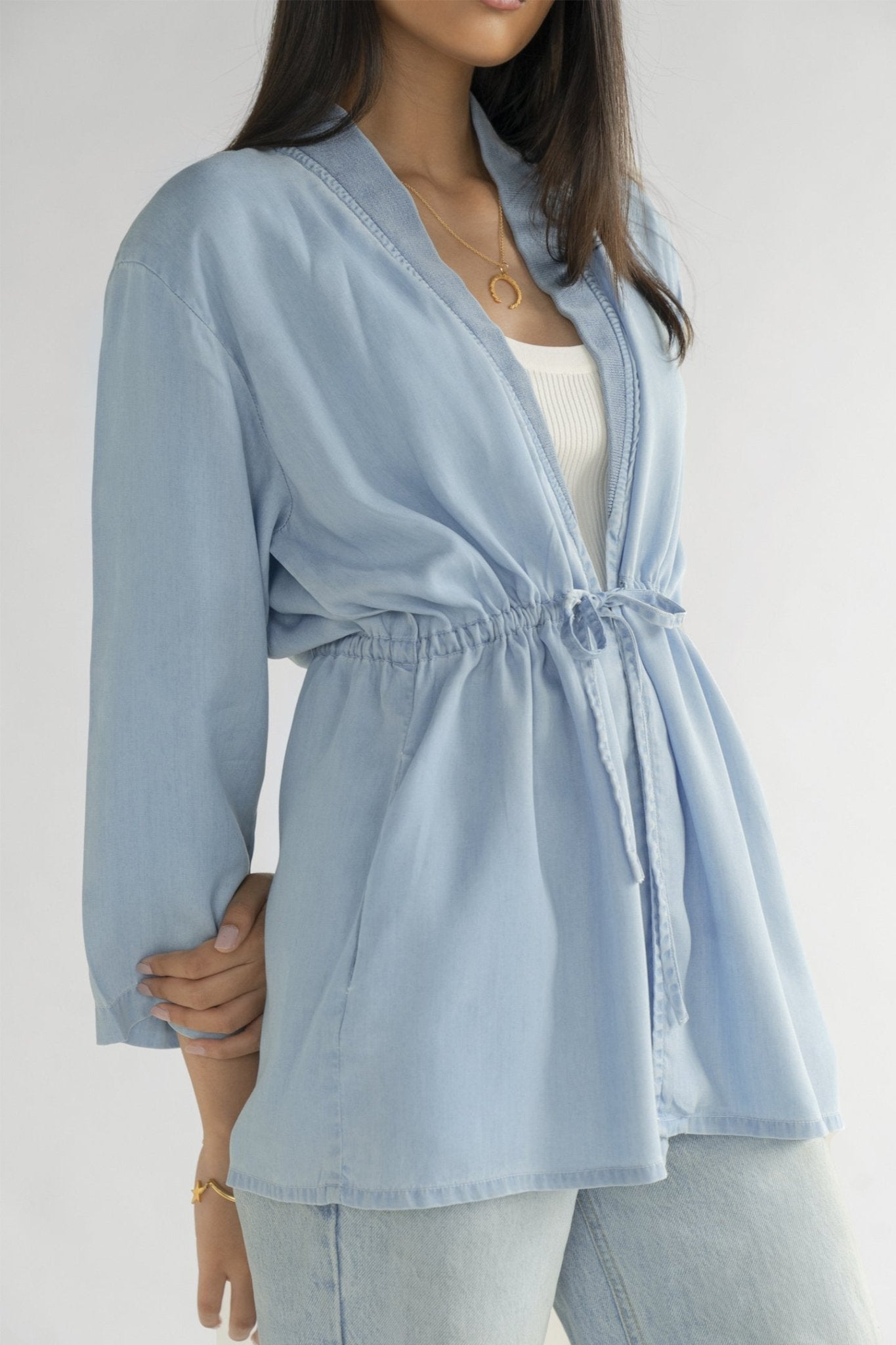 Travel Light Denim Jacket in Ocean Blue - LaRella