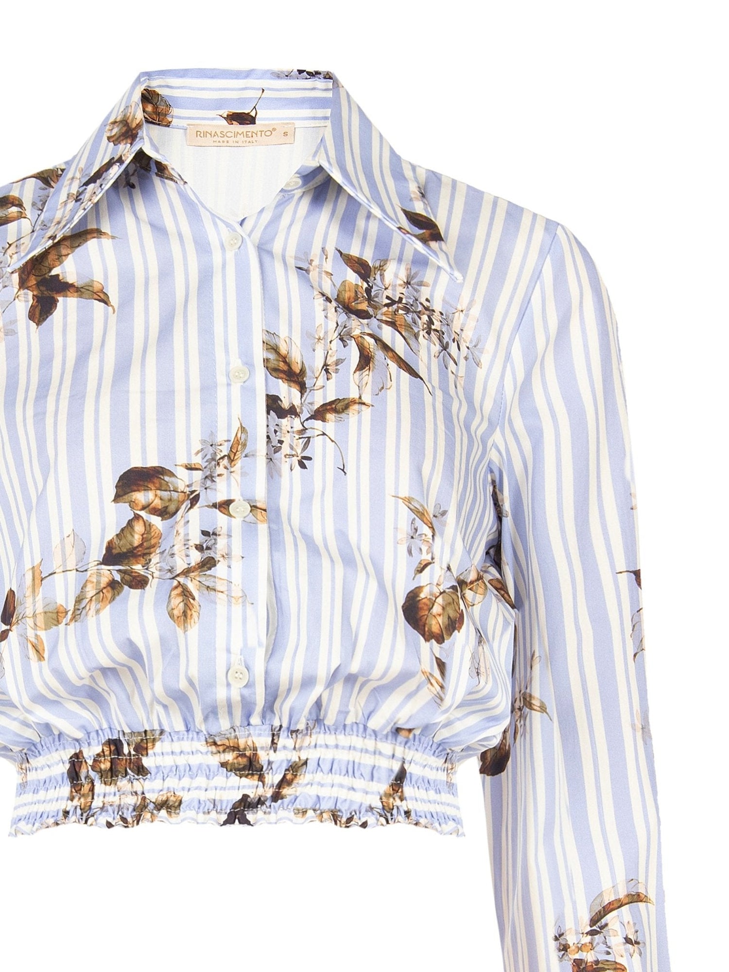 Striped Floral Cropped Shirt - La Rella