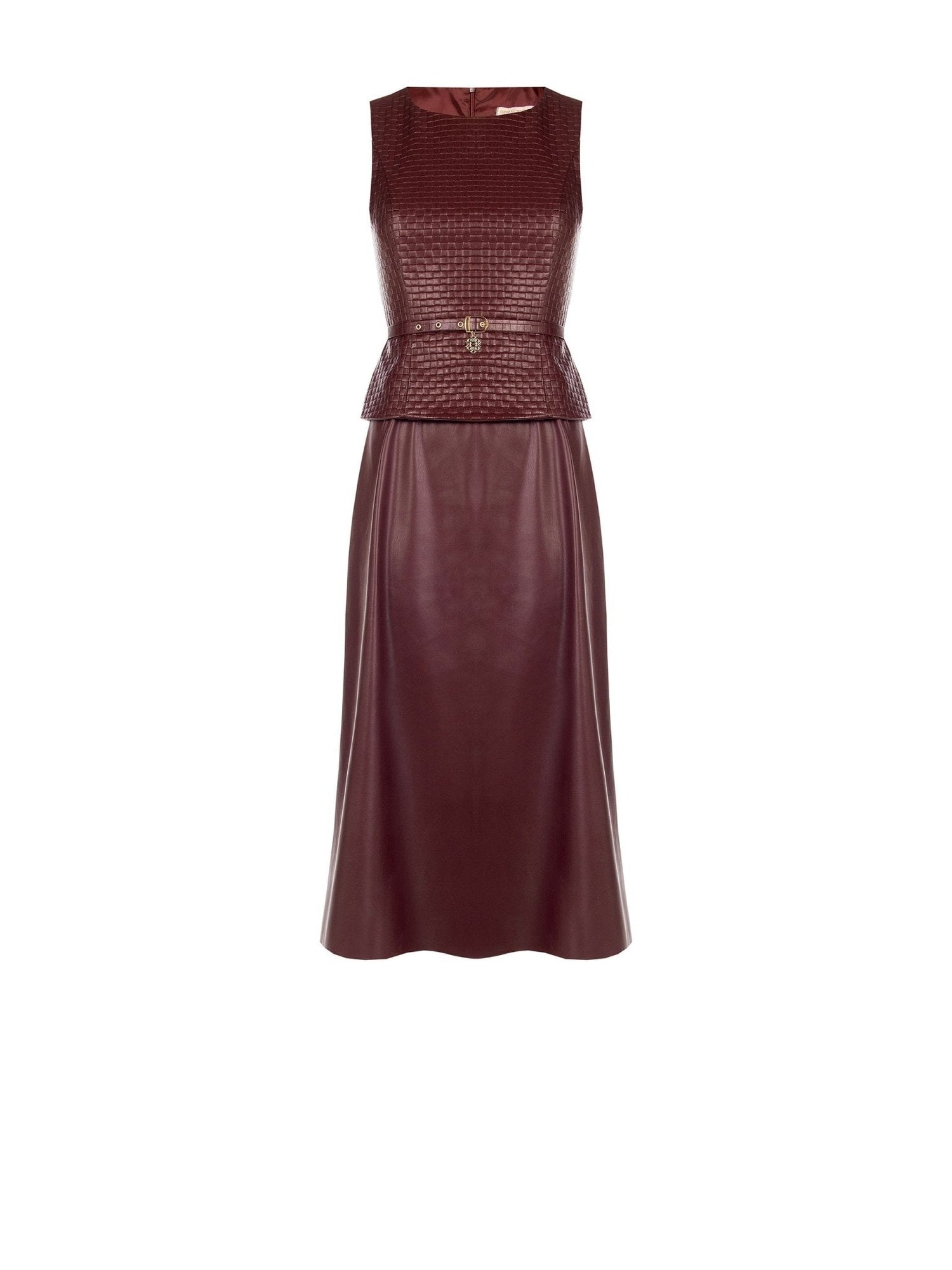 The Showstopper — Woven Faux Leather Midi Dress - La Rella