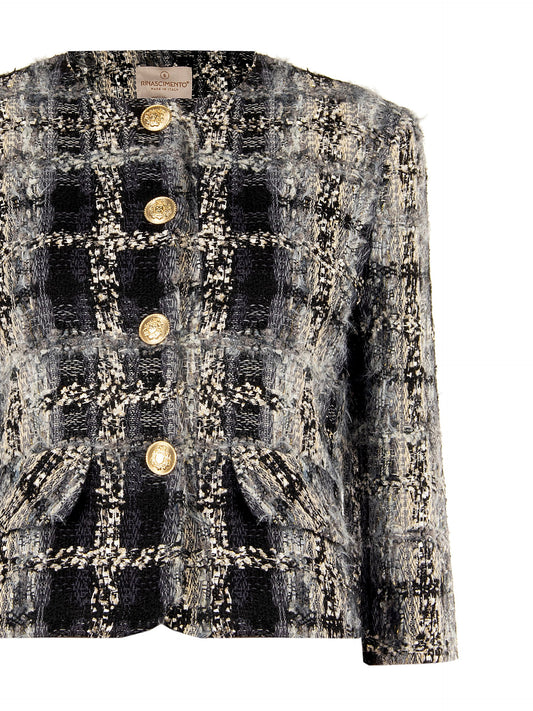 Cropped Tweed Bouclé Jacket with Lurex