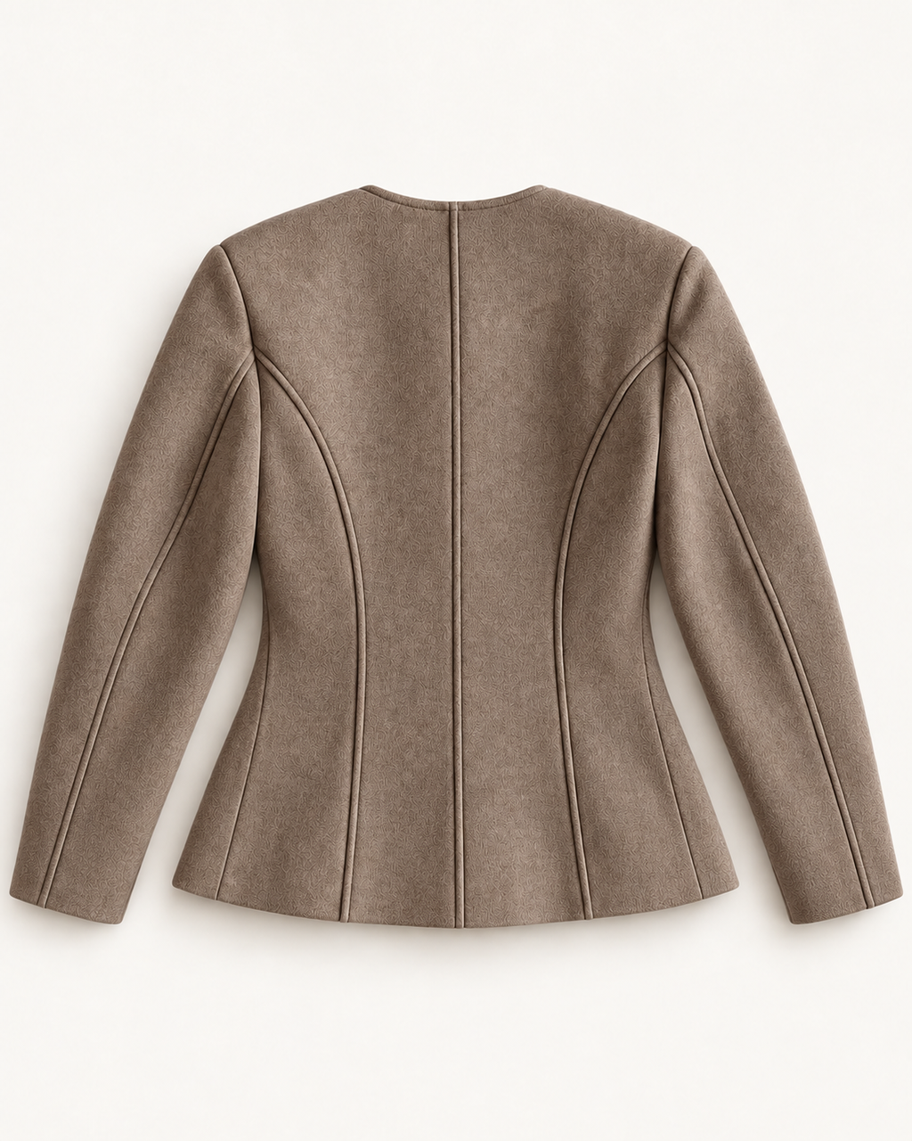 Sculpted Collarless Jacket with Jeweled Buttons