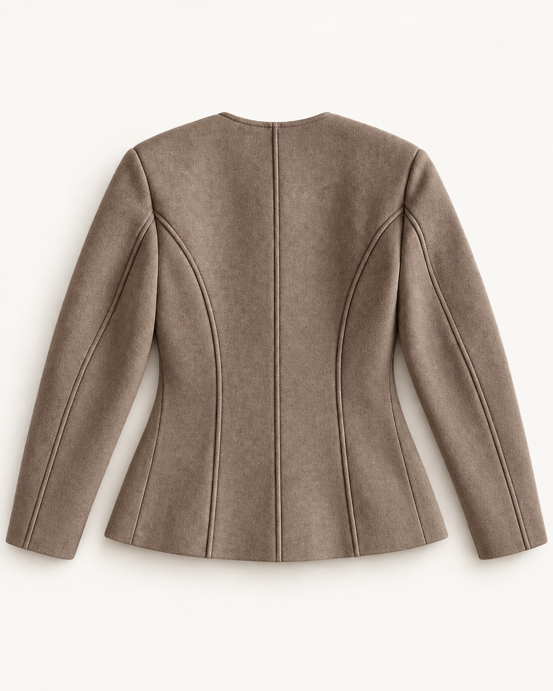 Sculpted Collarless Jacket with Jeweled Buttons