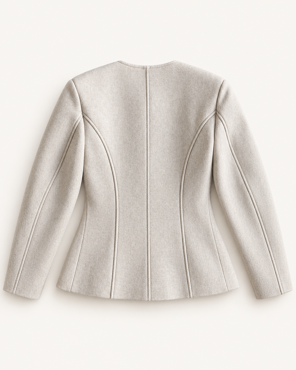 Sculpted Collarless Jacket with Jeweled Buttons