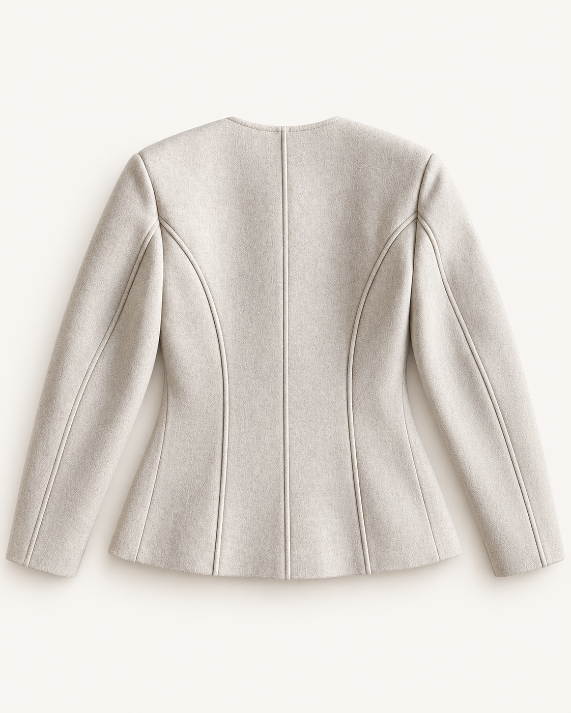 Sculpted Collarless Jacket with Jeweled Buttons