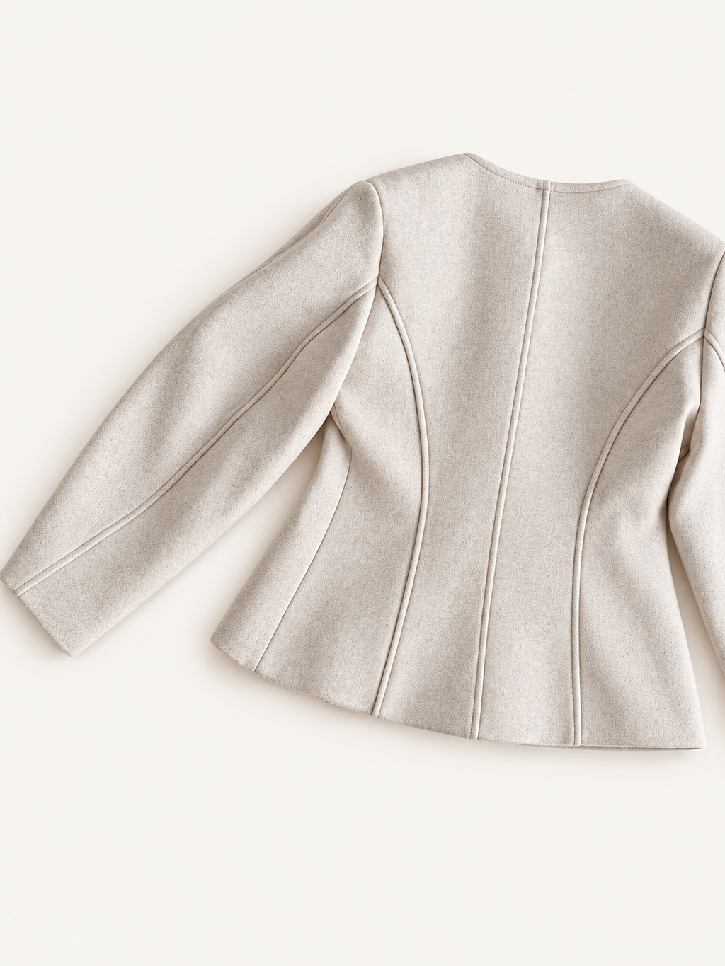 Sculpted Collarless Jacket with Jeweled Buttons
