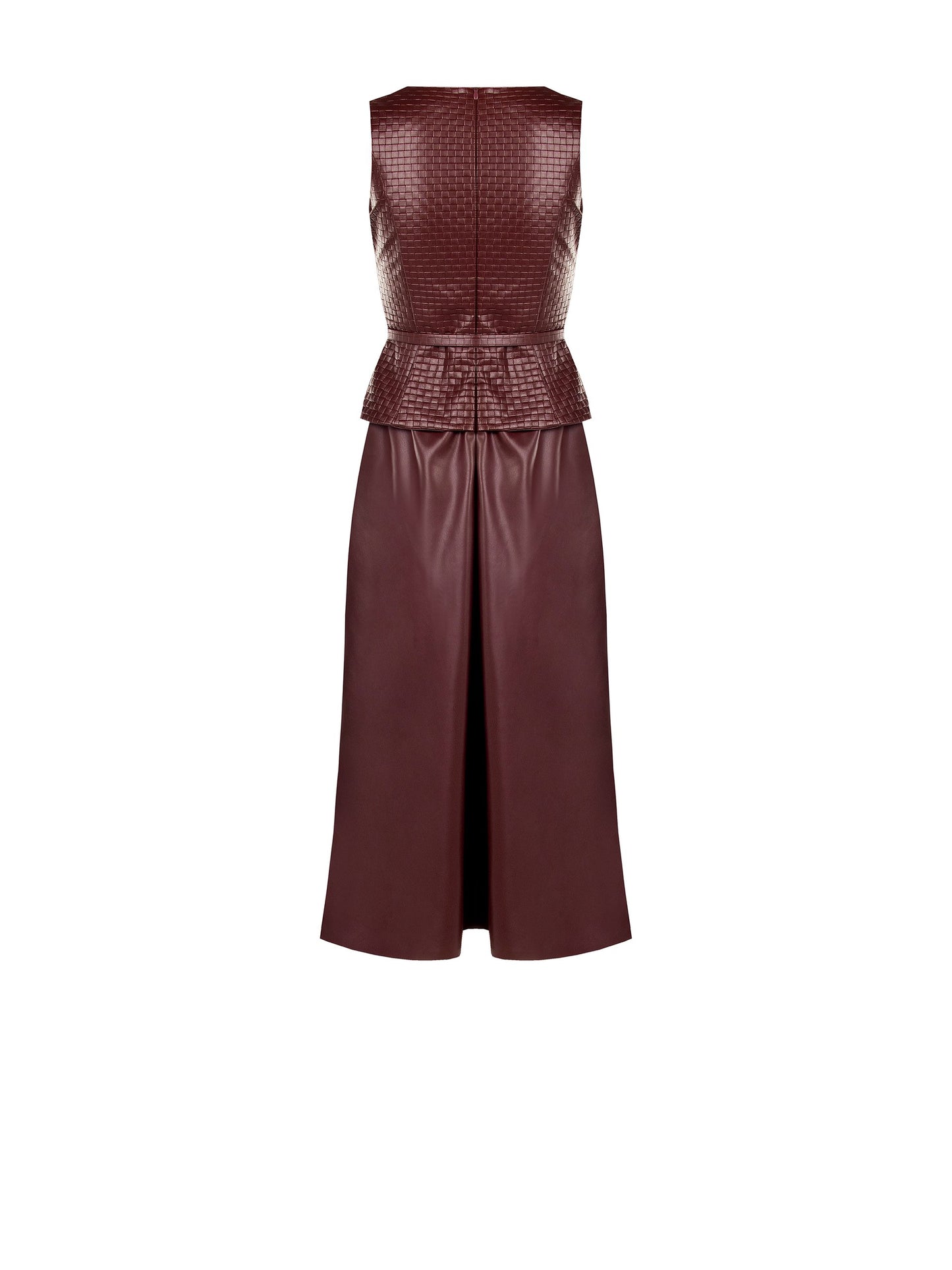 The Showstopper — Woven Faux Leather Midi Dress