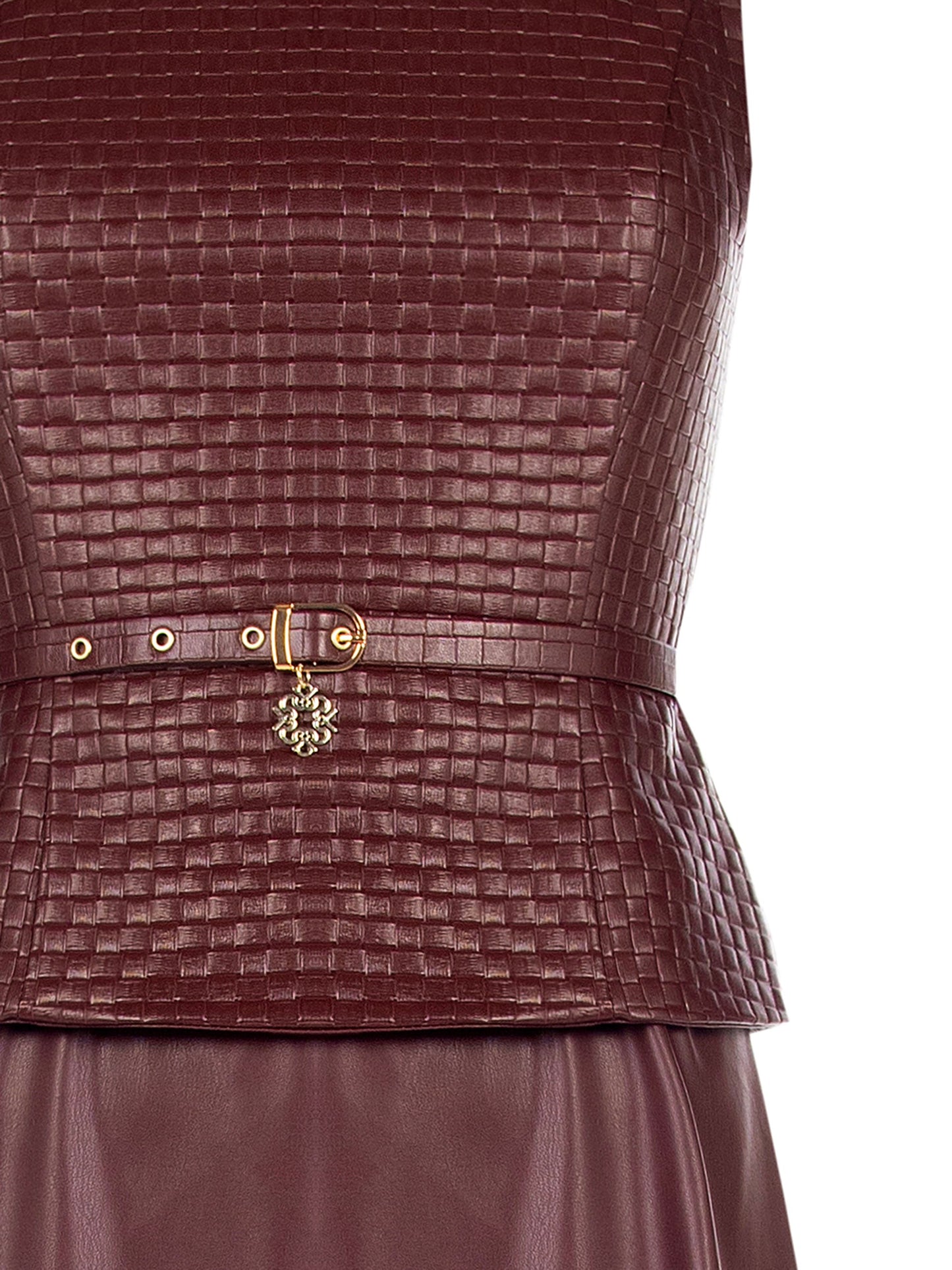The Showstopper — Woven Faux Leather Midi Dress