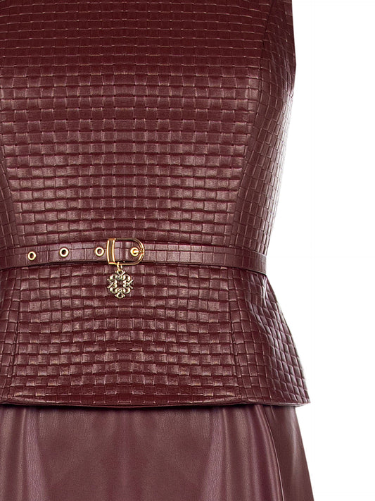 The Showstopper — Woven Faux Leather Midi Dress