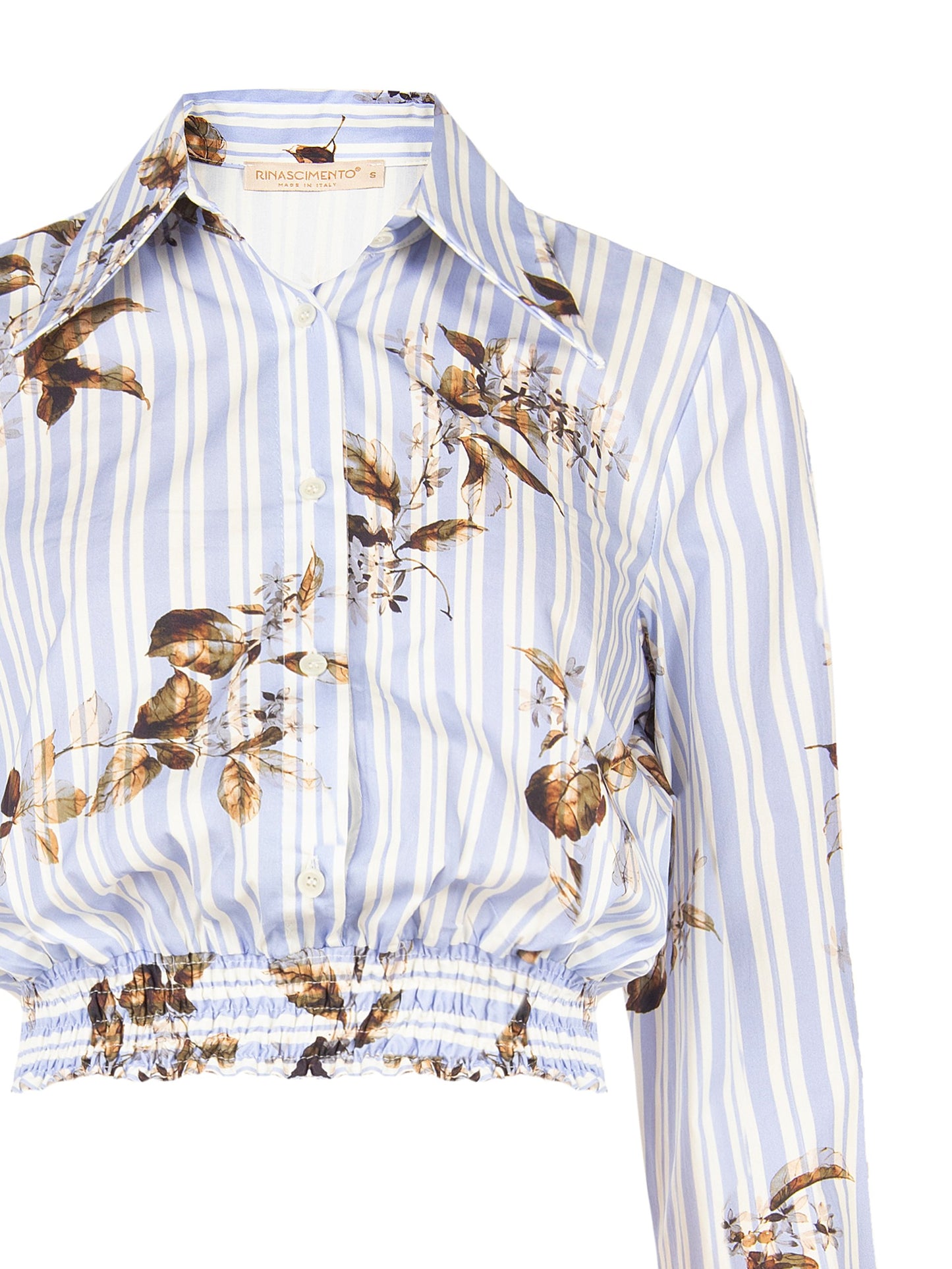 Striped Floral Cropped Shirt