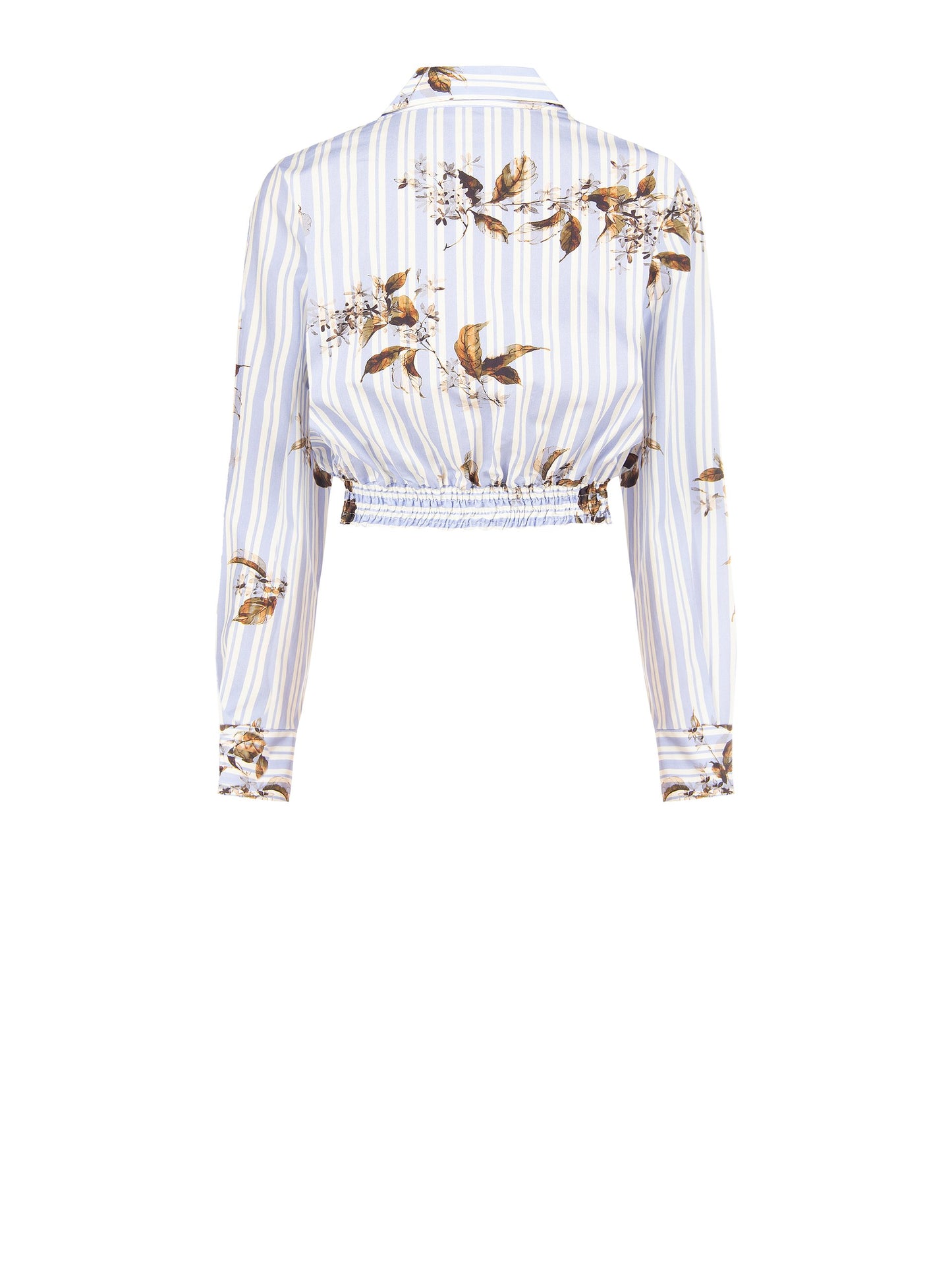 Striped Floral Cropped Shirt