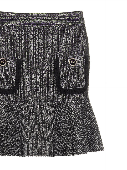 Tweed Ruffle-Hem Mini Skirt