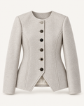 Sculpted Collarless Jacket with Jeweled Buttons