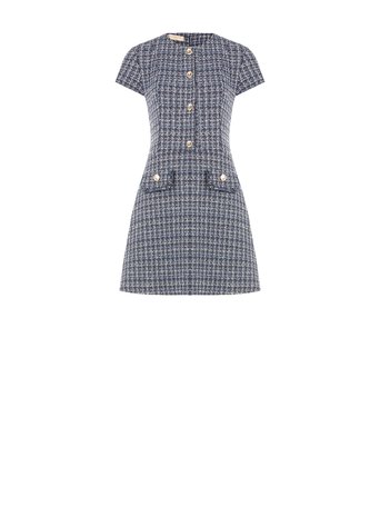 Navy Tweed Shift Dress