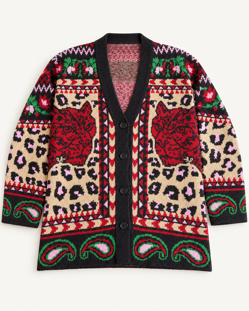 Tiger Print Knit Cardigan
