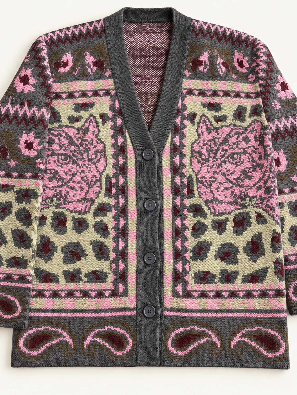 Tiger Print Knit Cardigan