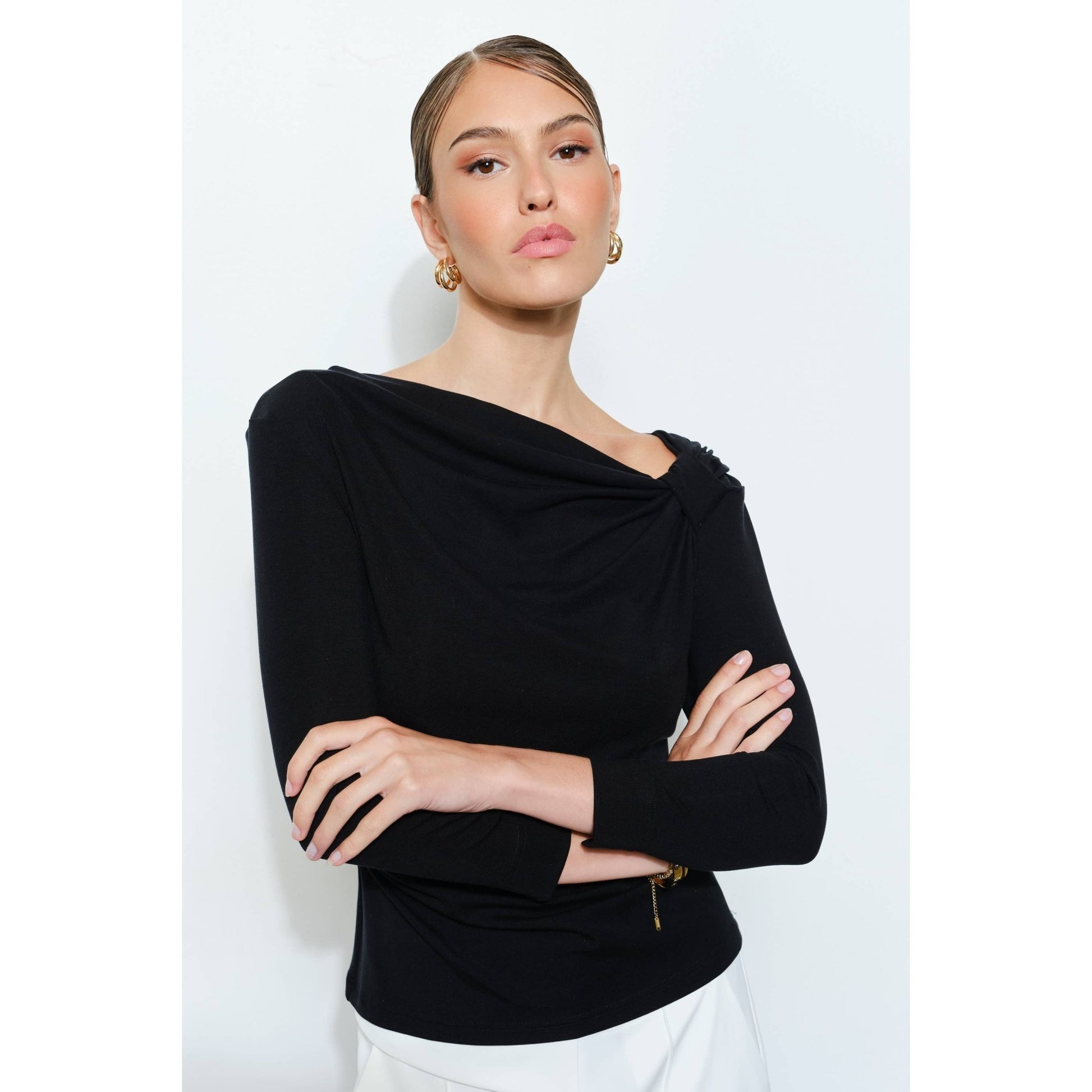 Asymmetric Ruched Shoulder Fitted Top - LaRella