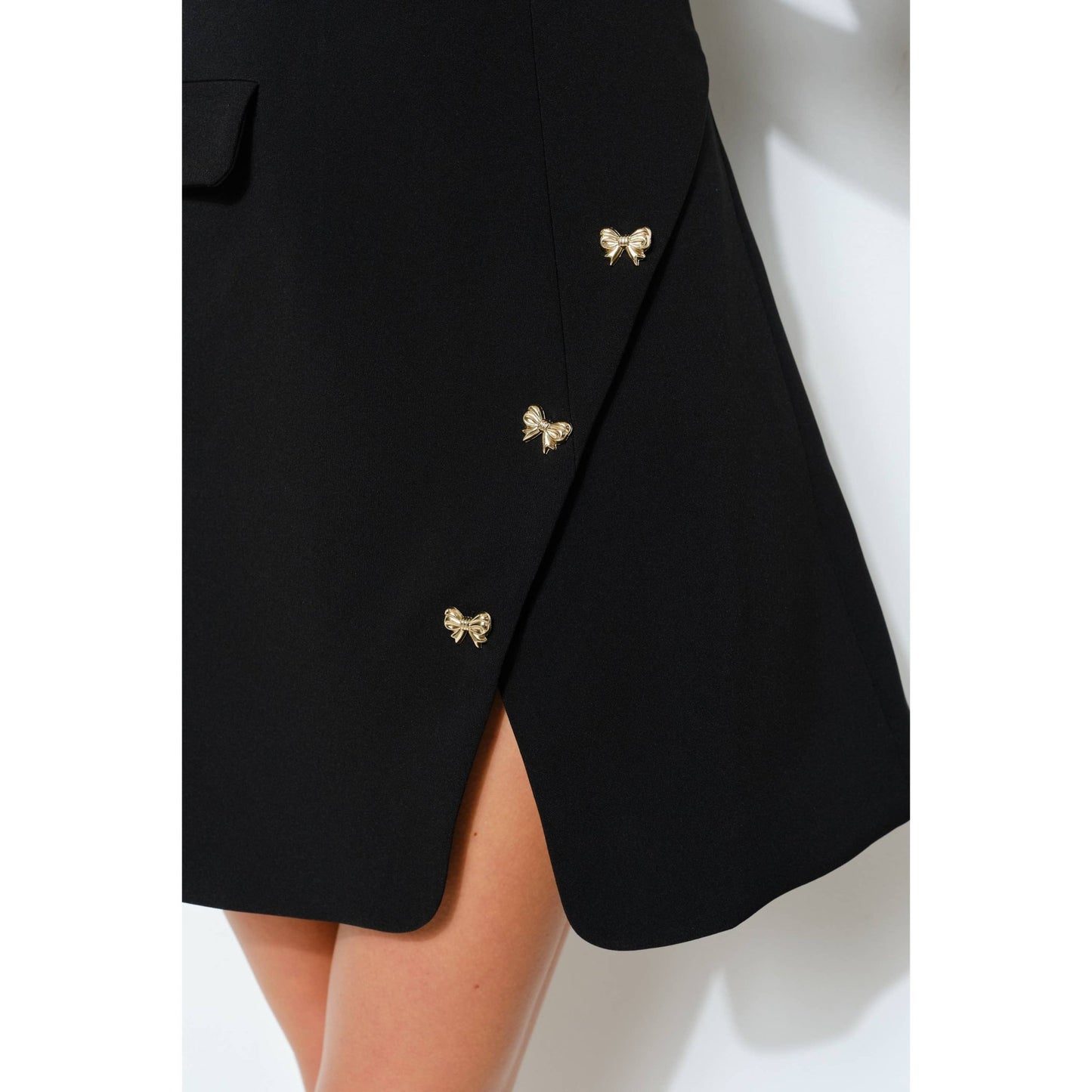 Asymmetrical Mini Dress with Bow Accents - LaRella