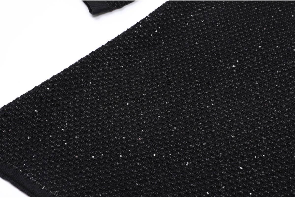 Black Knit Dress with Beaded Bows and Festive Flair - LaRella