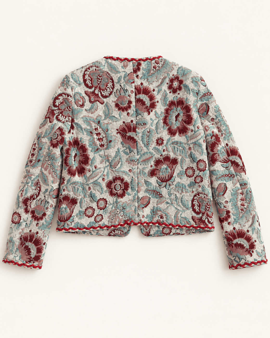 Burgundy Bloom Tapestry Jacket - La Rella
