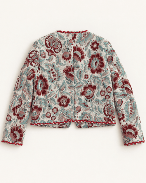 Burgundy Bloom Tapestry Jacket - La Rella