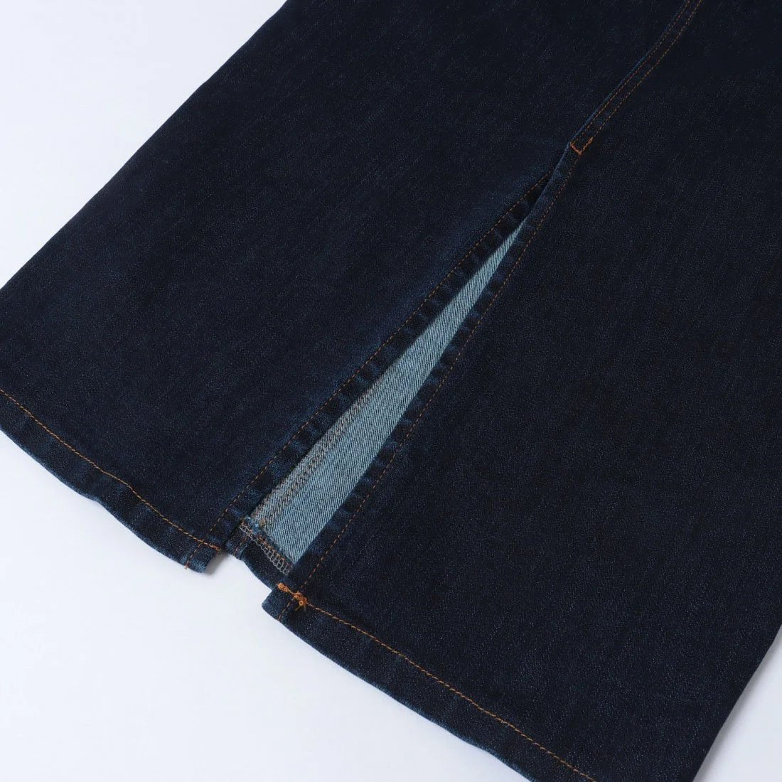 Button-Front Stretch Denim Midi Skirt - La Rella