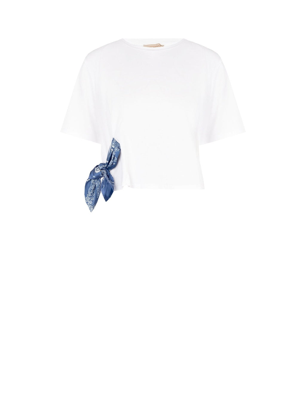 Cotton T-Shirt with Bandana Tie Detail - La Rella