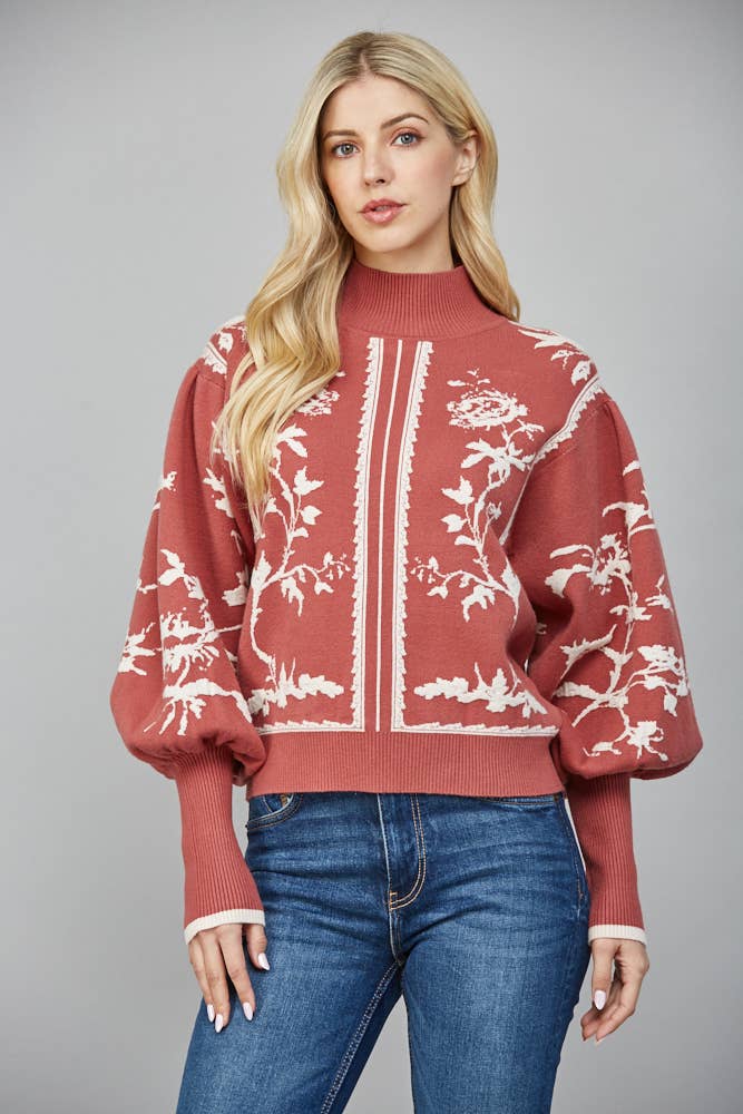 DRAMATIC BALLON SLV MOCK NECK SWEATER - LaRella