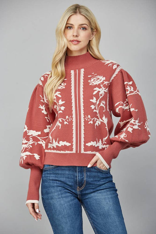 DRAMATIC BALLON SLV MOCK NECK SWEATER - LaRella