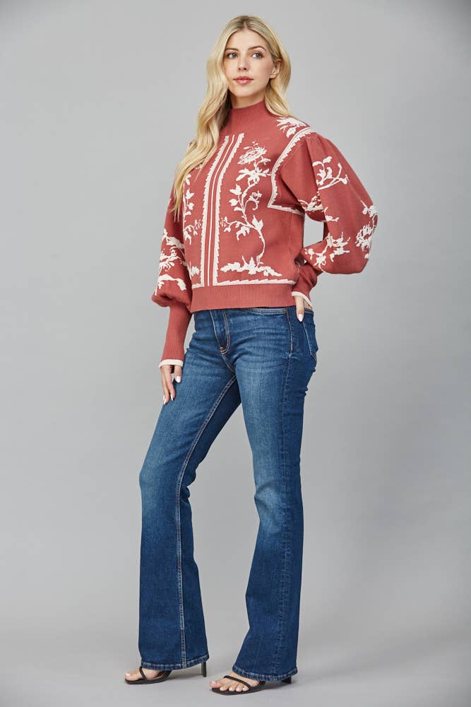 DRAMATIC BALLON SLV MOCK NECK SWEATER - LaRella
