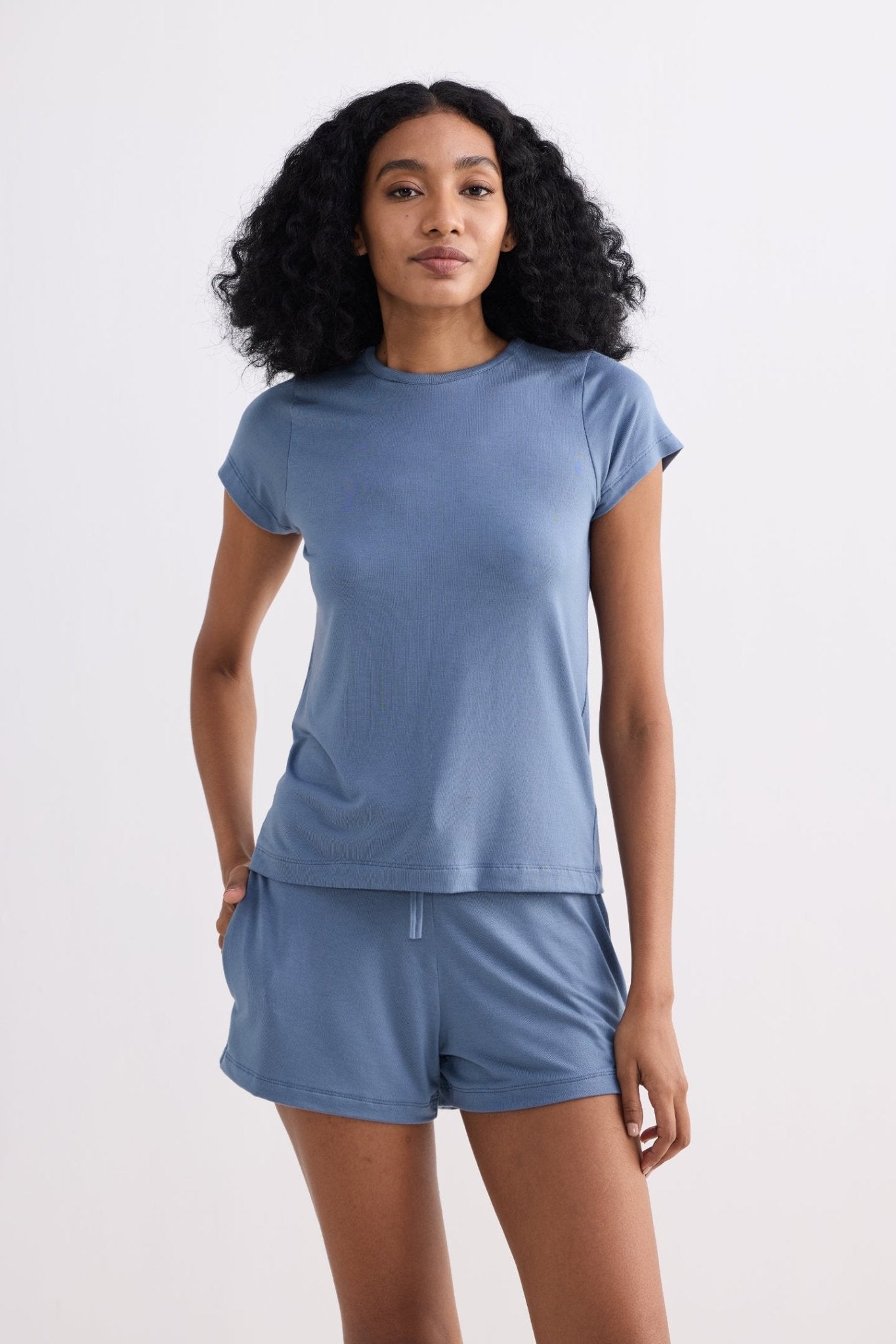 Essential Short Sleeve Tee Set in Blue - LaRella