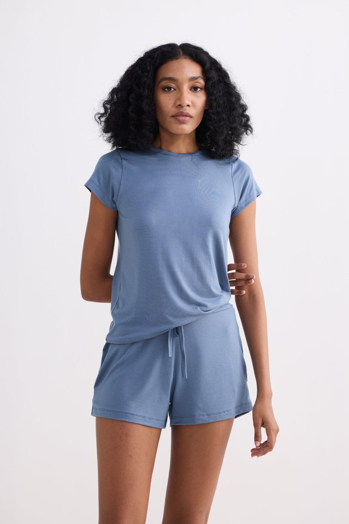 Essential Short Sleeve Tee Set in Blue - LaRella