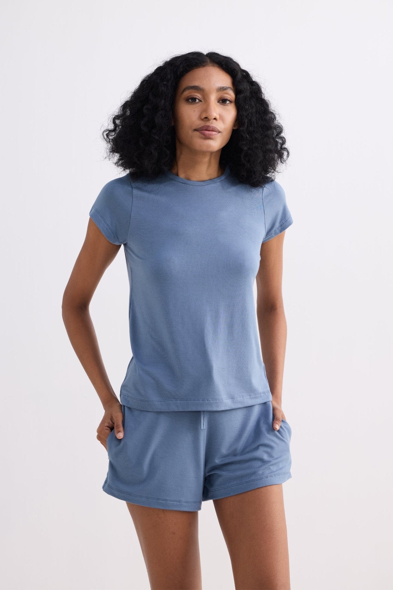 Essential Short Sleeve Tee Set in Blue - LaRella