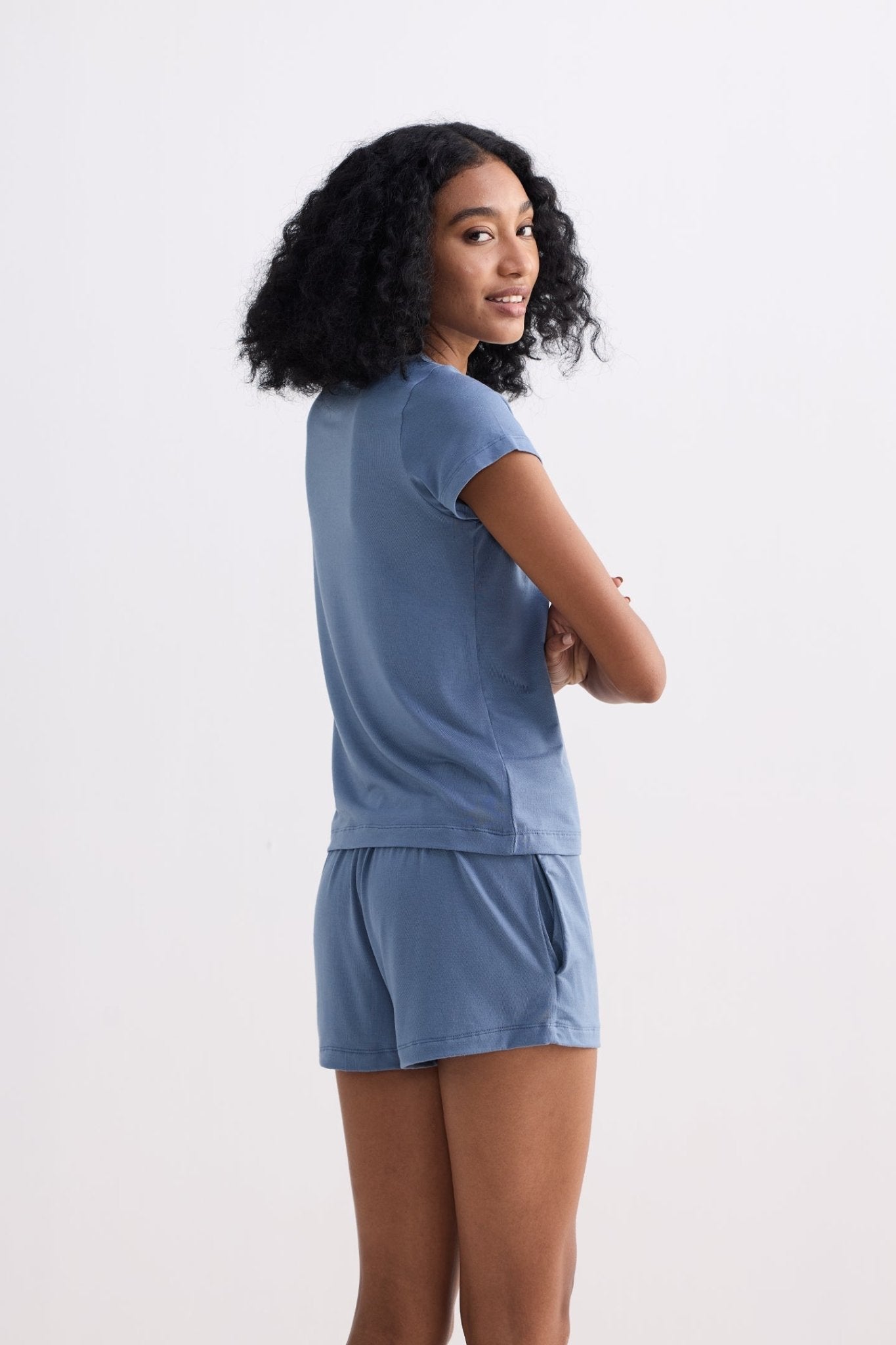 Essential Short Sleeve Tee Set in Blue - LaRella