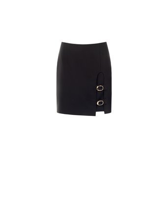 Gold Buckle Detail Mini Skirt - La Rella