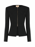 Gold Zip Peplum Jacket - La Rella