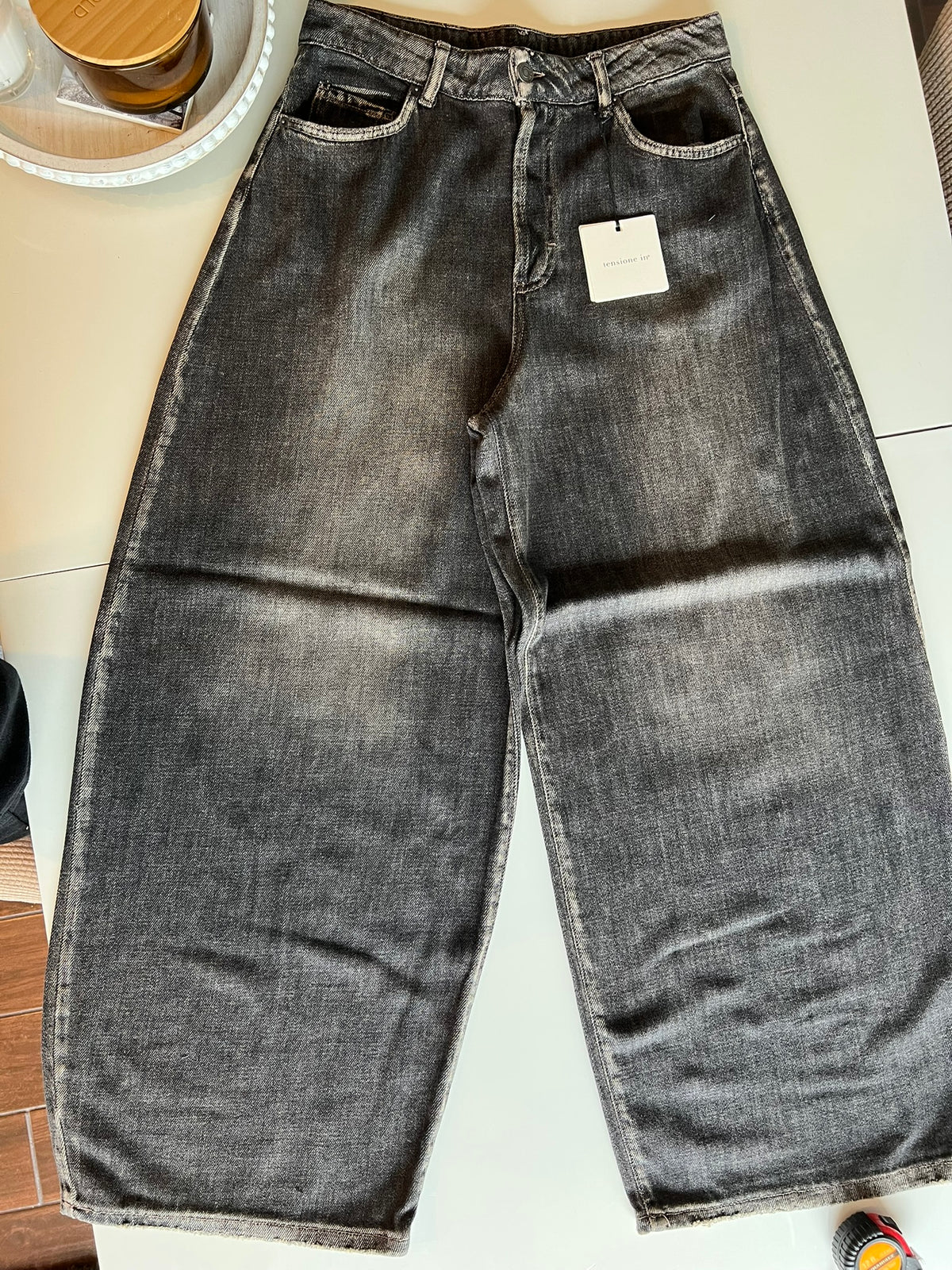 Relaxed cotton jeans - front