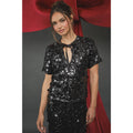 INA - Sequin Keyhole Bowtie Blouse - La Rella