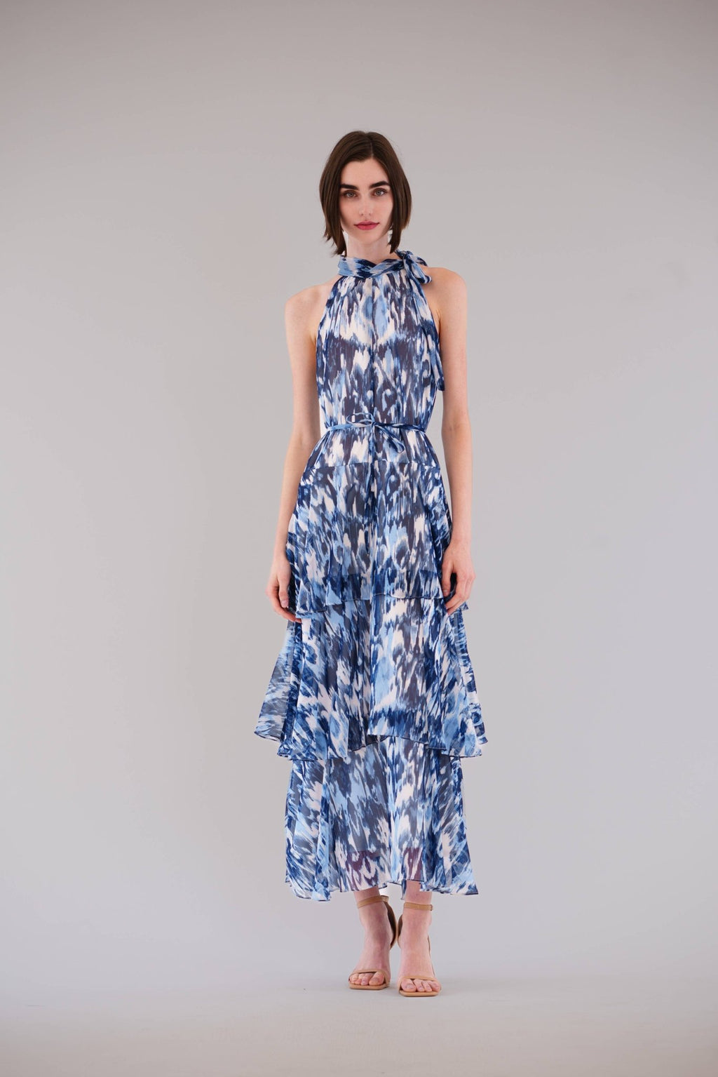 Julia Jordan - LONG TRIPLE TIER DRESS WITH TIE NECK - La Rella