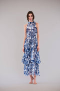 Julia Jordan - LONG TRIPLE TIER DRESS WITH TIE NECK - La Rella